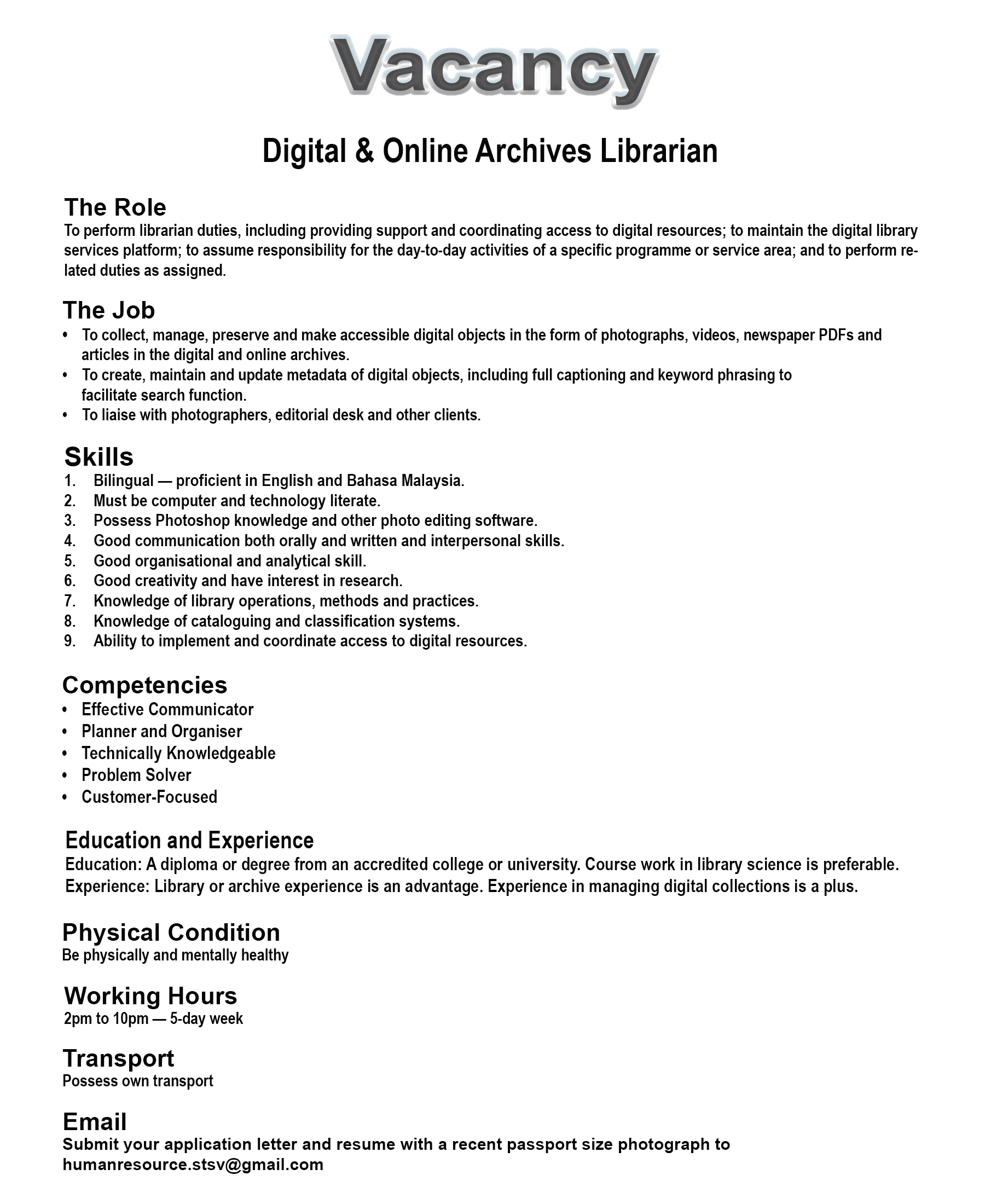 NST digital librarian vacancy